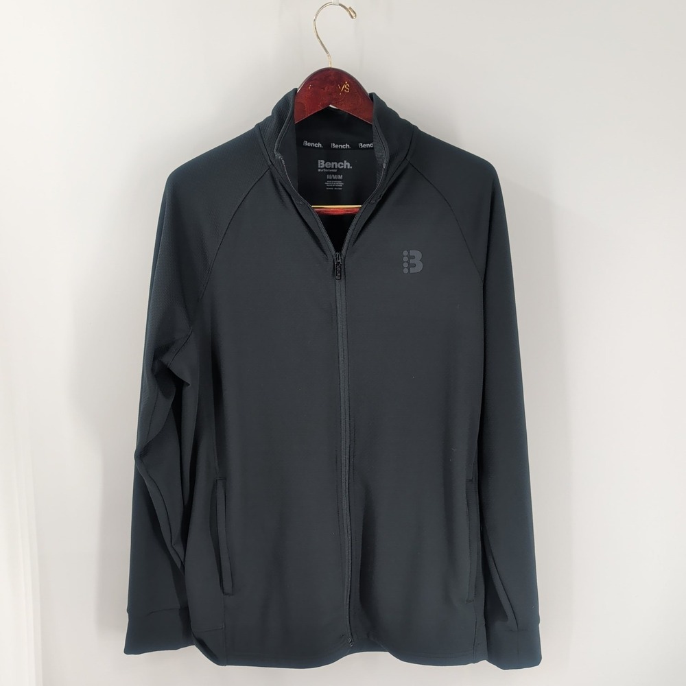 Bench Urban Wear Full Zip Stand Collared Athletic Track Jacket Black Size M